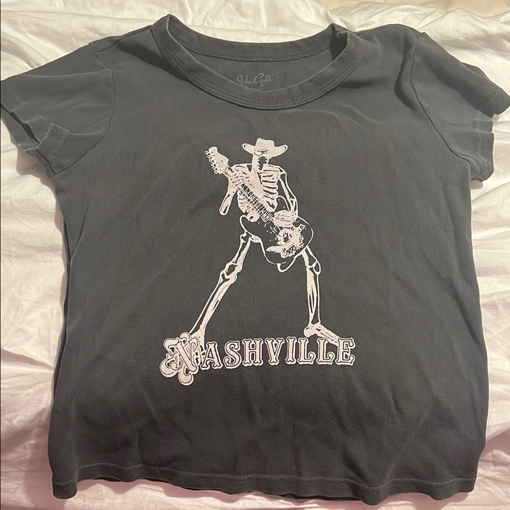 Brandy Melville gray Nashville graphic short sleeve baby tee